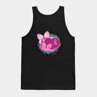 Breast Cancer Awareness Ribbon And Butterflies Tank Top